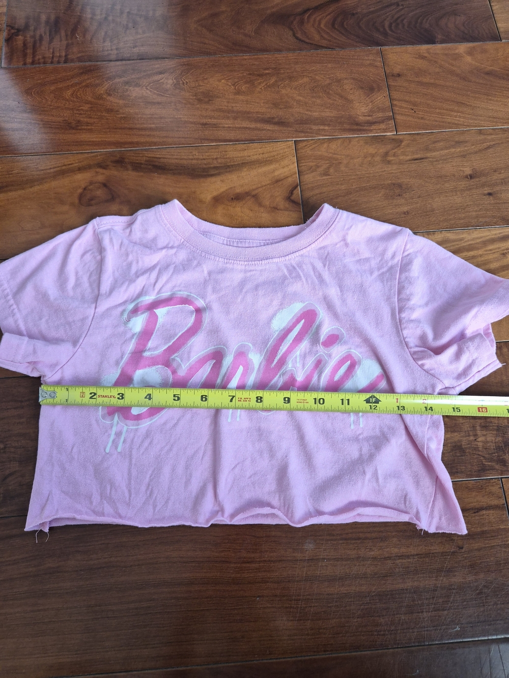 Barbie Pink Graphic Cropped Tee | Custom Raw Hem Top (Fits XS) - Picture 10 of 16